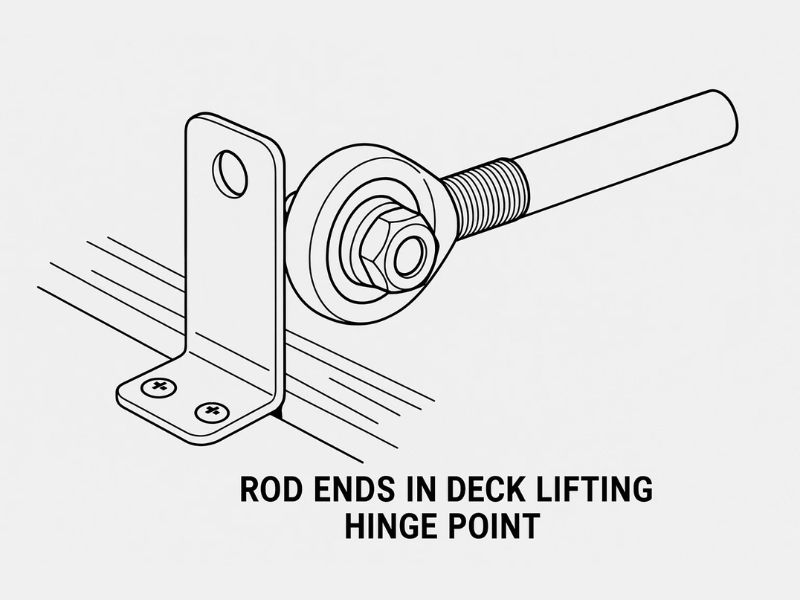 rod ends in deck lifting hinge point