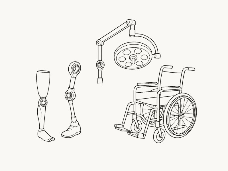 rod ends in structural components for medical devices
