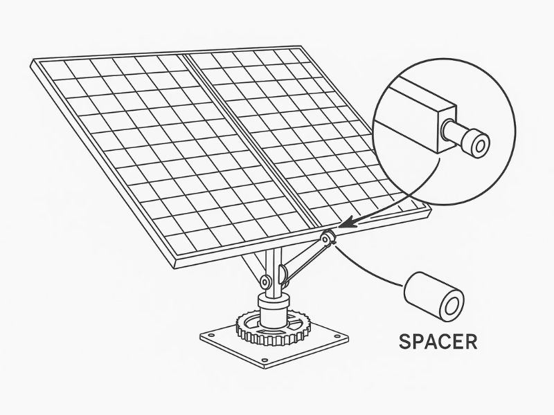 spacers in tracking systems and rotating mechanisms
