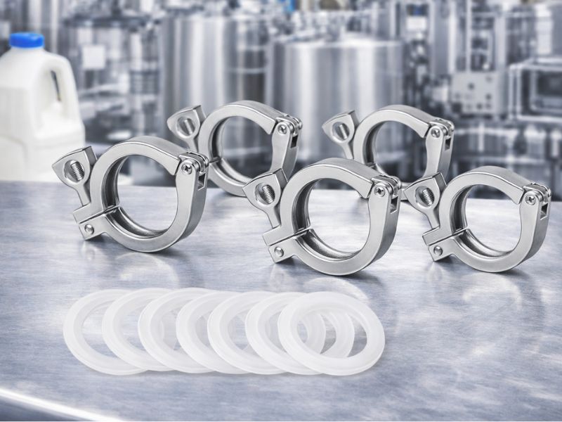 tri-clamps with nut facing up