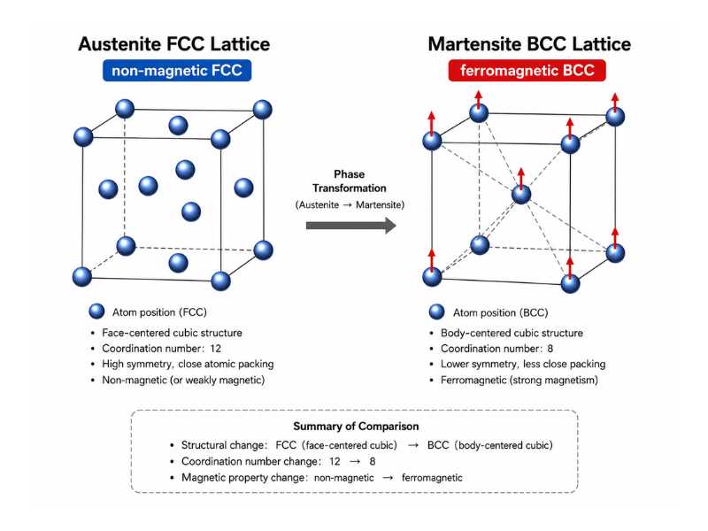 non-magnetic FCC and ferromagnetic BCC