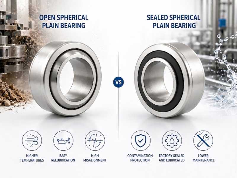 open spherical bearing vs sealed spherical bearing