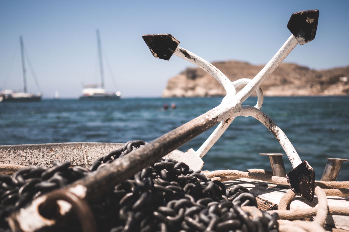 Anchor and chain on a boat deck